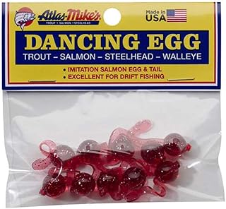 Atlas Mike's Bag of Dancing Salmon Fishing Bait Eggs (Pack of 10), Red, 42026