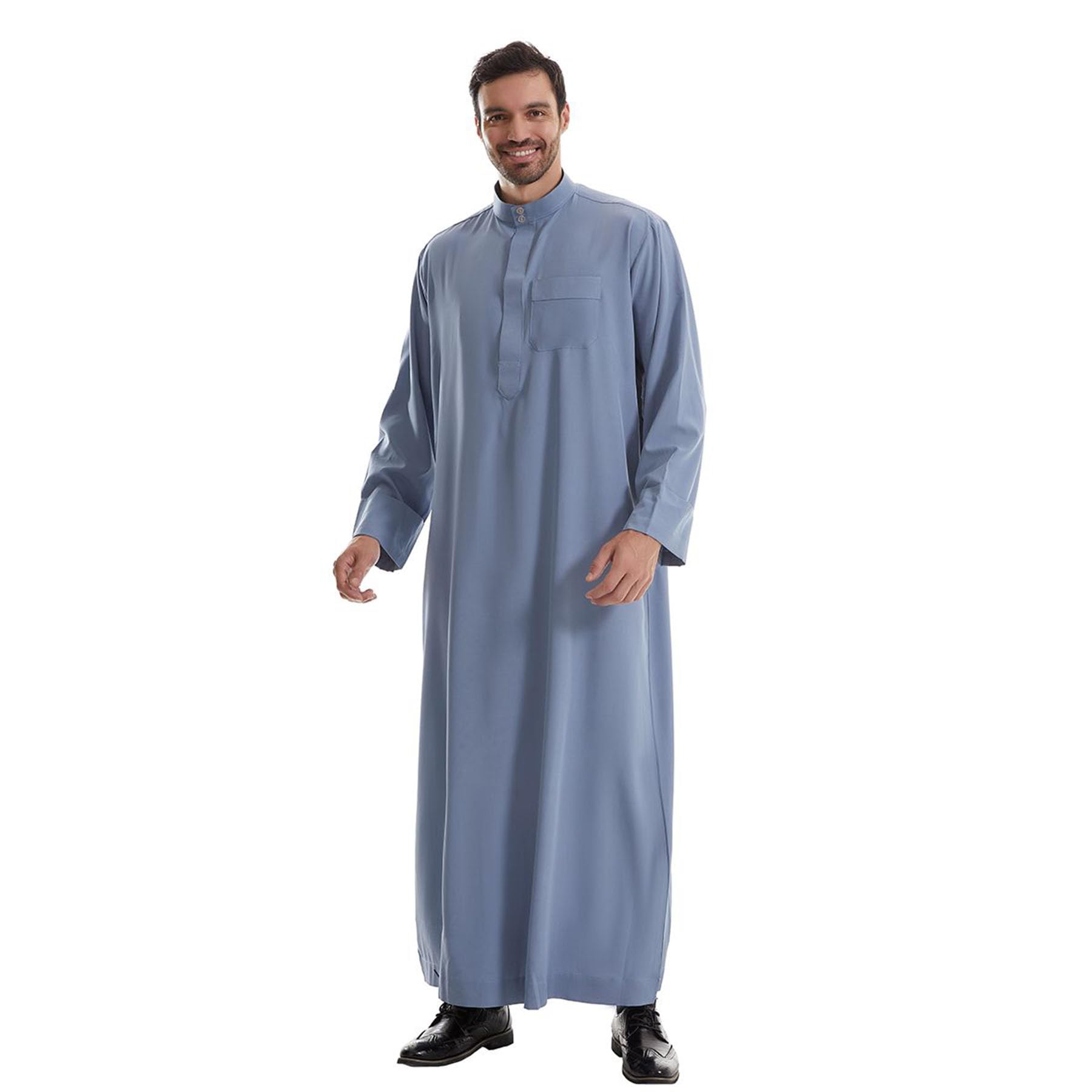 Men's Muslim Clothes Durable Kaftan Robe Dubai Long Gown Ethnic Clothes,1pc Soft Robe