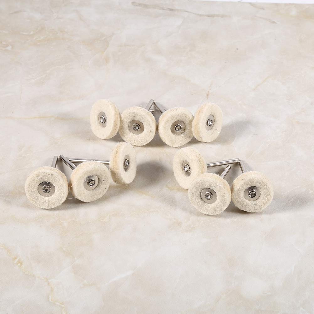 Garosa 10 Pezzi Rotella Lucidatura in Lana per Utensile Rotante, Disco per Mola Circolare con Impugnatura - Accessorio per Lucidare Acciaio Inox, Metallo, Alluminio, Cromato e Gioielli - Cotton Mop