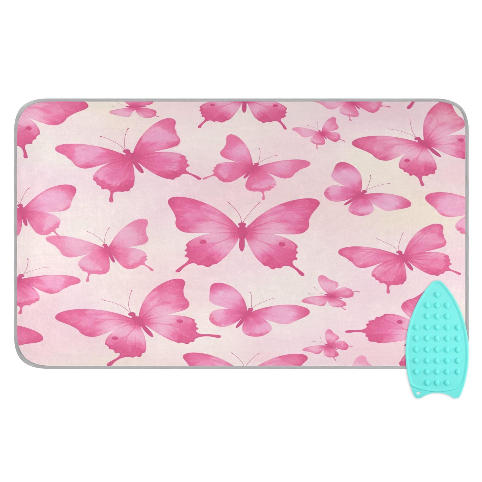 Bulletgxll Butterfly Print Ironing Mat Portable Travel Ironing Pad Heat Resistant Ironing Blanket for Washer, Dryer, Table Top, Countertop, Ironing Board (27.6 x 47.2 Inches)
