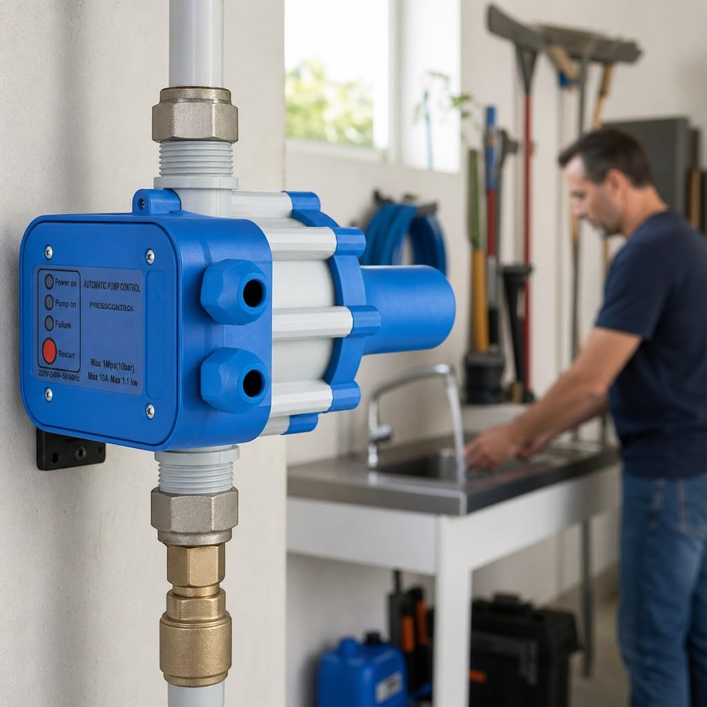 HM | Presscontrol regolatore di pressione per elettropompa, 2,2 bar, attacco 1" | Controllo elettronico automatico, protezione da funzionamento a secco, per sistemi idrici domestici
