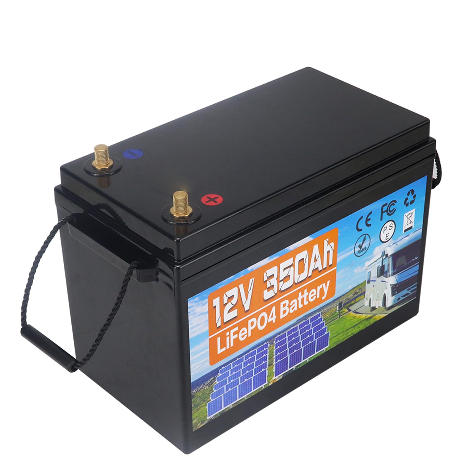 12V 350Ah LiFePO4 Batterie, 100A BMS, 6000-15000 Zyklen Deep Cycle Lithium Akku, MAX 4480W Leistung, Perfekter Ersatz für Blei-Säure Batterien für Wohnwagen, Camping, Solar Home Systeme, Boote