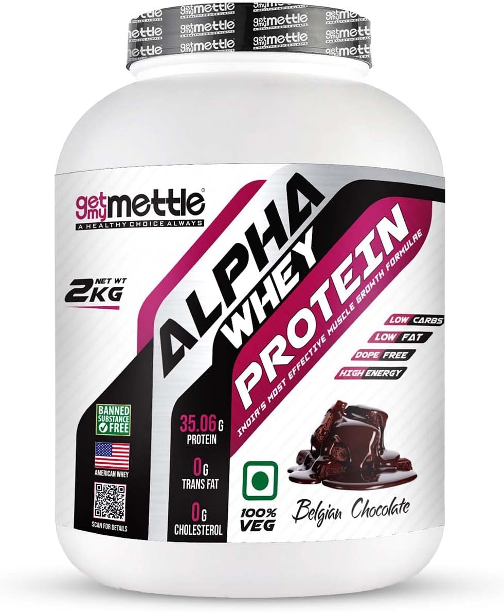 swasthum Mettle Alpha Whey Protein|35.06G Protein|No Added Sugar|100% Whey|High Content Of Bcaa|Whey Protein(Belgian Chocolate, 2Kg)