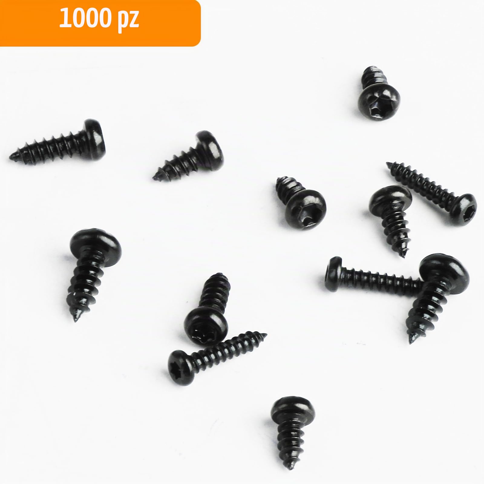 1000 Pz M2 M2.3 M2.6 M3 Viti Autofilettanti per Legno, Viti a Testa Pan Nere, Viti per Legno, Kit Assortimento Viti Torx a Testa Tonda Piccola per Lamiera di Legno in Plastica