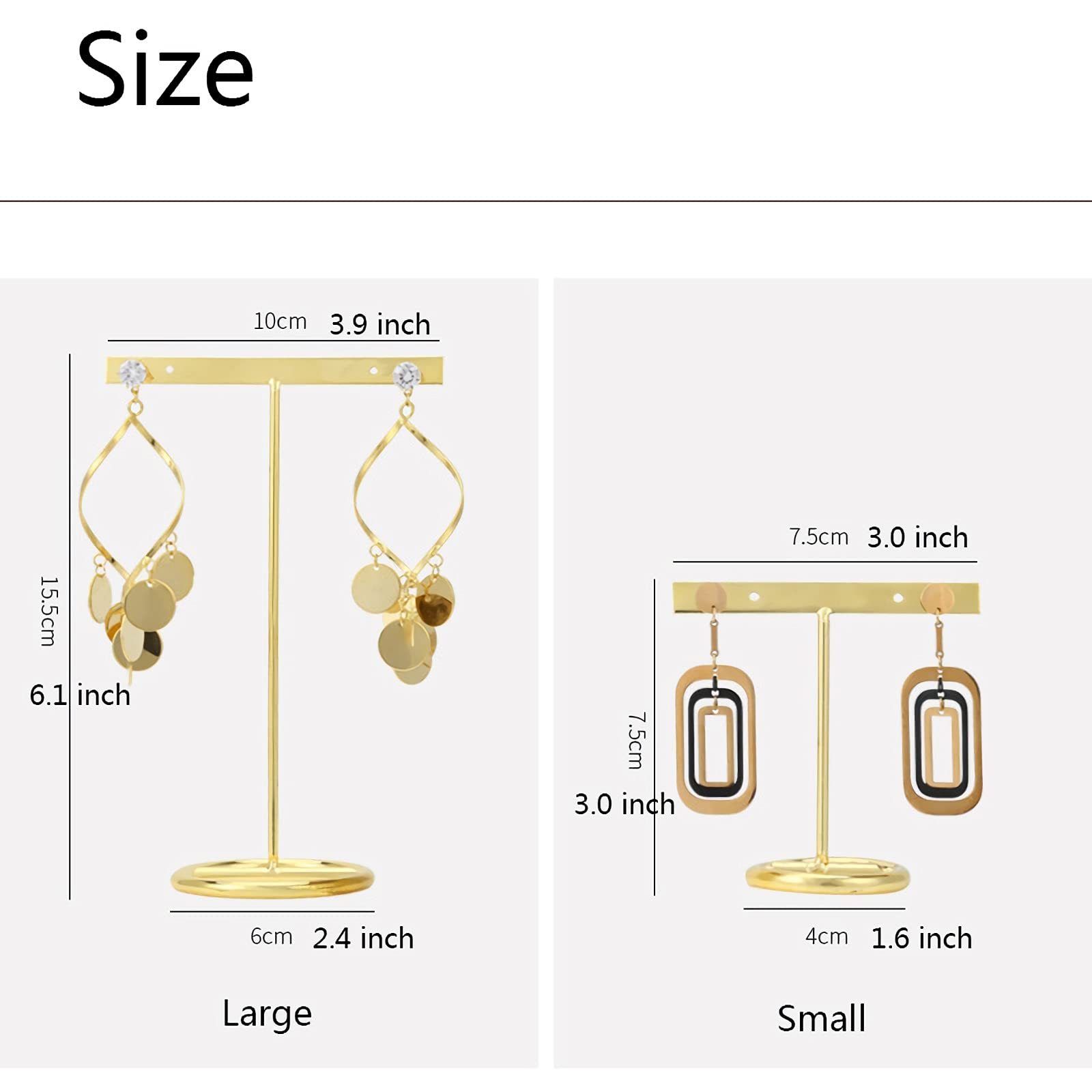 Stojak na kolczyki na drzewo, naszyjniki do przechowywania bransoletki kolczyki uchwyt organizer, stojak na biżuterię T 7,6 cm wysokości, złoty stojak