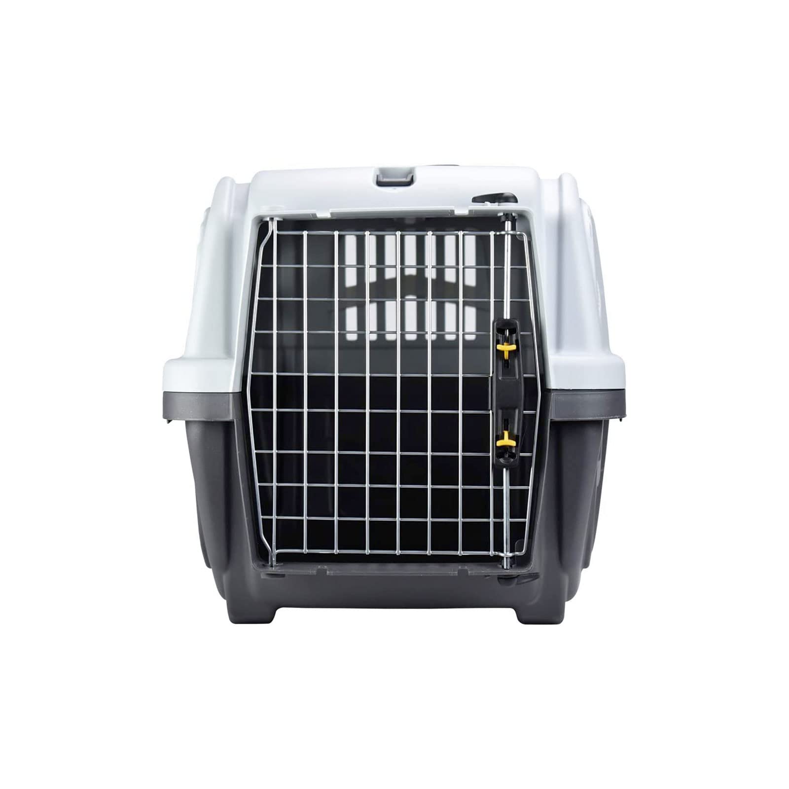 Mondo Viro - Transportín para perros y gatos de polipropileno con puerta de metal con cierre de seguridad de doble mando: cumple con las normas para el transporte aéreo en dos tamaños (mediano 60 x 40