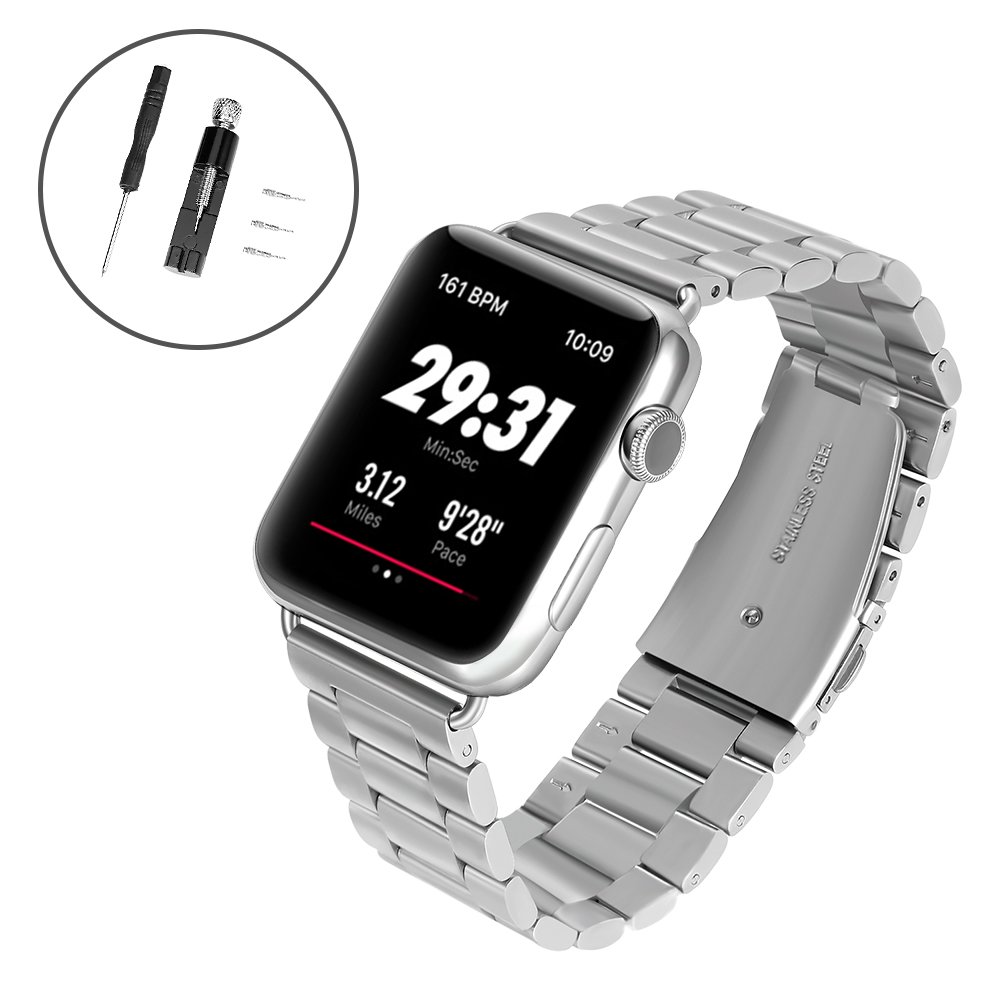Watch Band 42mm Apple Watch Band Replacement Stainless Steel Strap for All Apple Watch Series 1 and 3,i Watch Sport&Edition Silver (Gray)