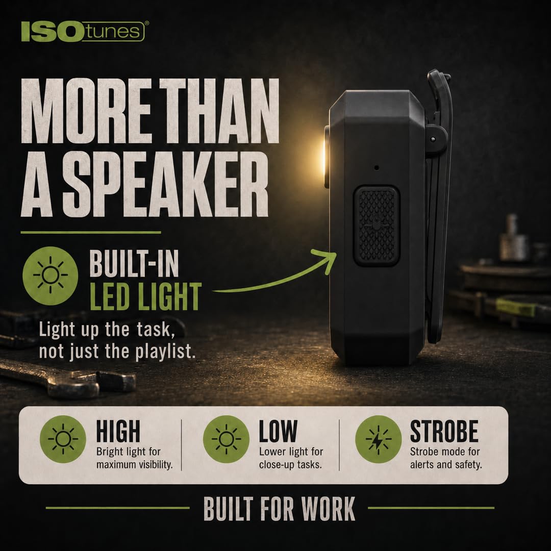 ISOtunes Sidekick Tragbarer Bluetooth-Lautsprecher – Mini-Bluetooth-Lautsprecher, robust, IP67 wasserdicht, staubdicht und sturzgeprüft, kabelloser Bluetooth-Arbeitslautsprecher