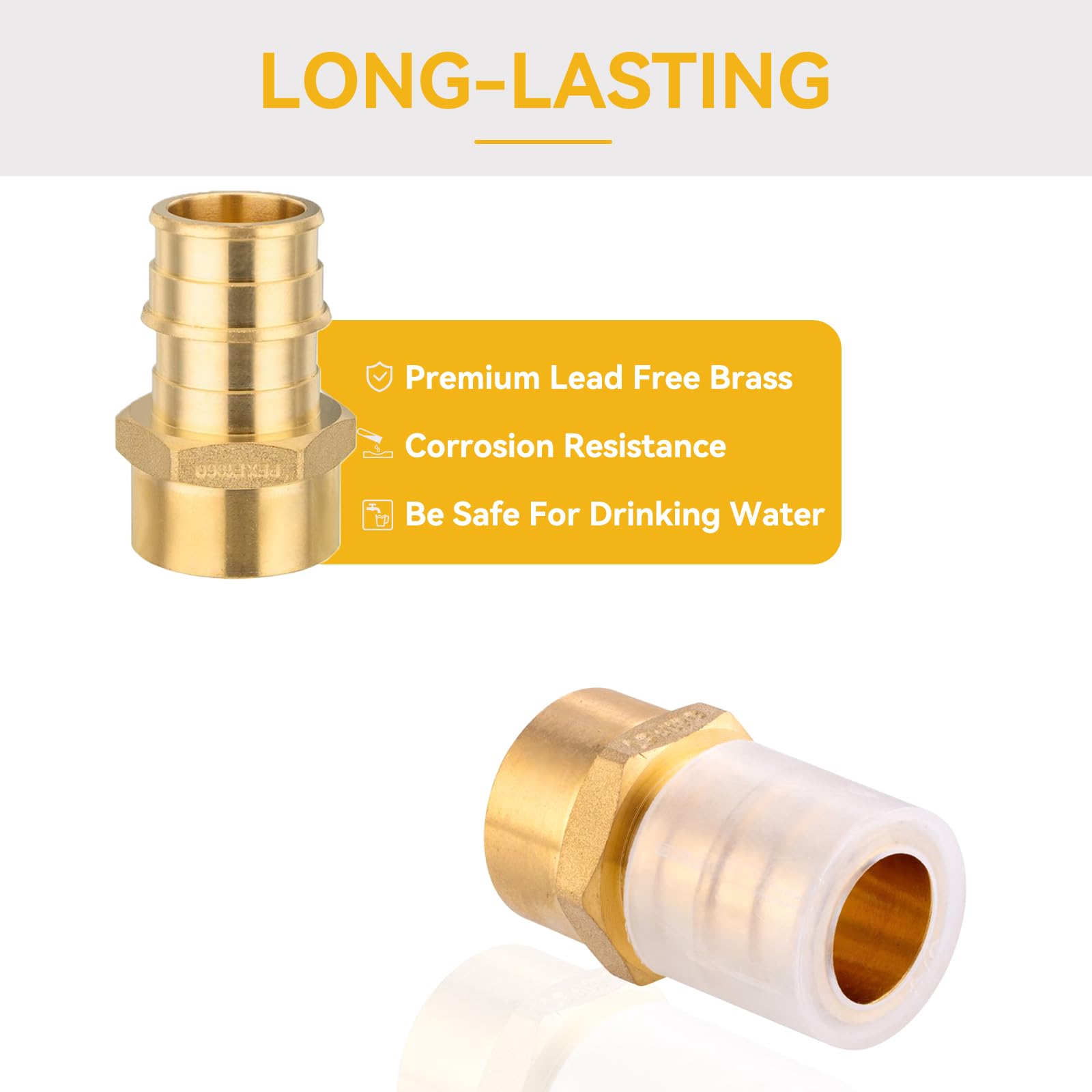 Paquete de 100 Accesorios PEX-A, 1 Pulgada PEX x 3/4 de Pulgada NPT Hembra, Accesorios de expansión roscados Hembra de latón para tubería PEX A, ASTM F1960, Cobre (PEX1960137-100Pack)