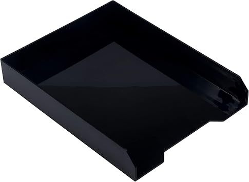 JAM PAPER Stackable Paper Trays - Black - Desktop Document, Letter, File Organizer Tray - Sold Individually