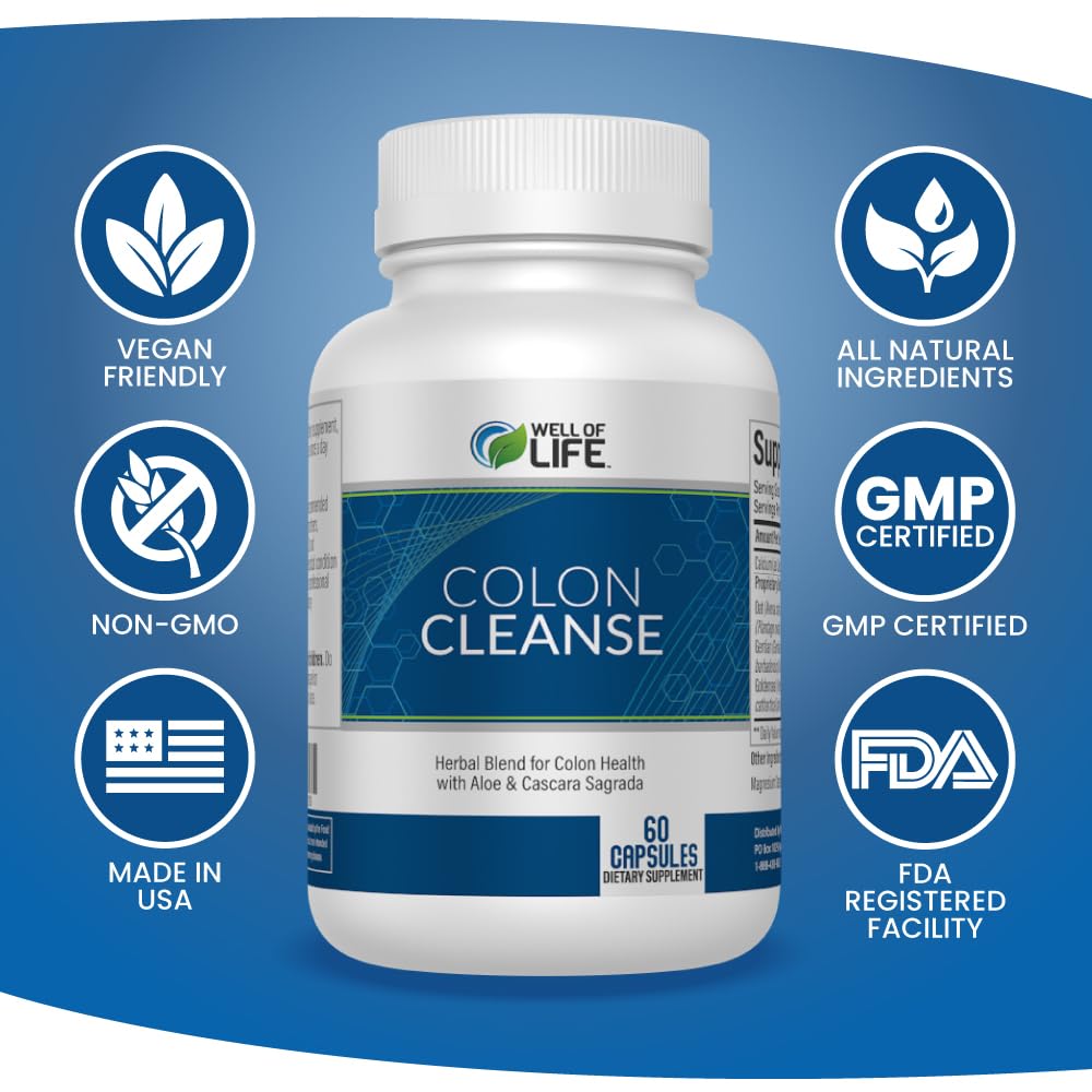 Well of Life Super Colon Cleanse Pills | Digestion Supplement & Gut Health | Constipation Relief Detox | 60 Vegan Capsules — Amazon image 3