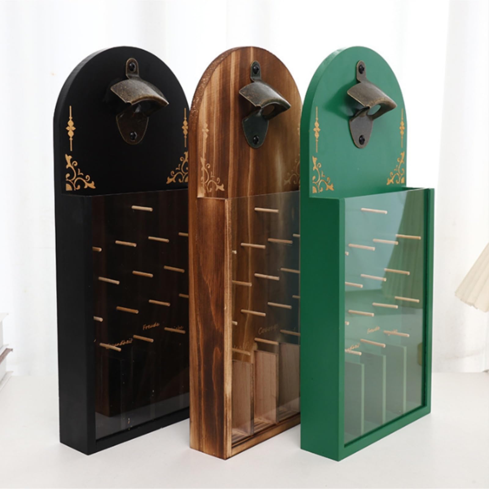 Sacacorchos Abridor de Botellas Pared Madera Maciza con función magnética for Cocina y Bar Herramienta Cocina(Bruin)