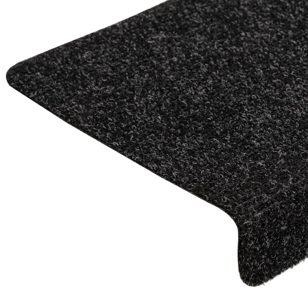 vidaXL Tappetini per Scale autoadesivi 15 pz 65x21x4 cm Neri Bordo Rettangolare