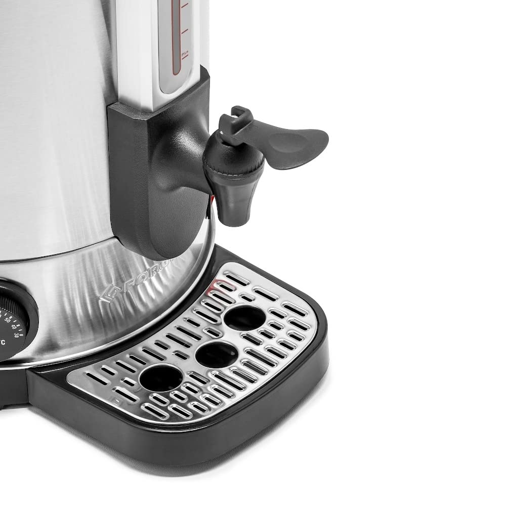 Dispensador de agua caliente | Acero inoxidable | Capacidad 15 litros | Dispensador de agua | Termotanque | Hervidor | con bandeja colectora | para hoteles, catering, restaurantes | 1600 W