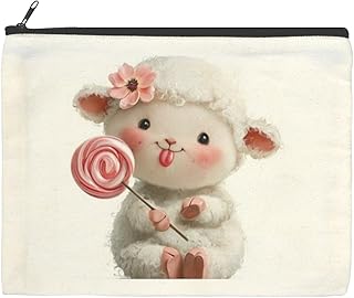 Cosmetic Bag Makeup Bag with Zipper Cute Lamb...
