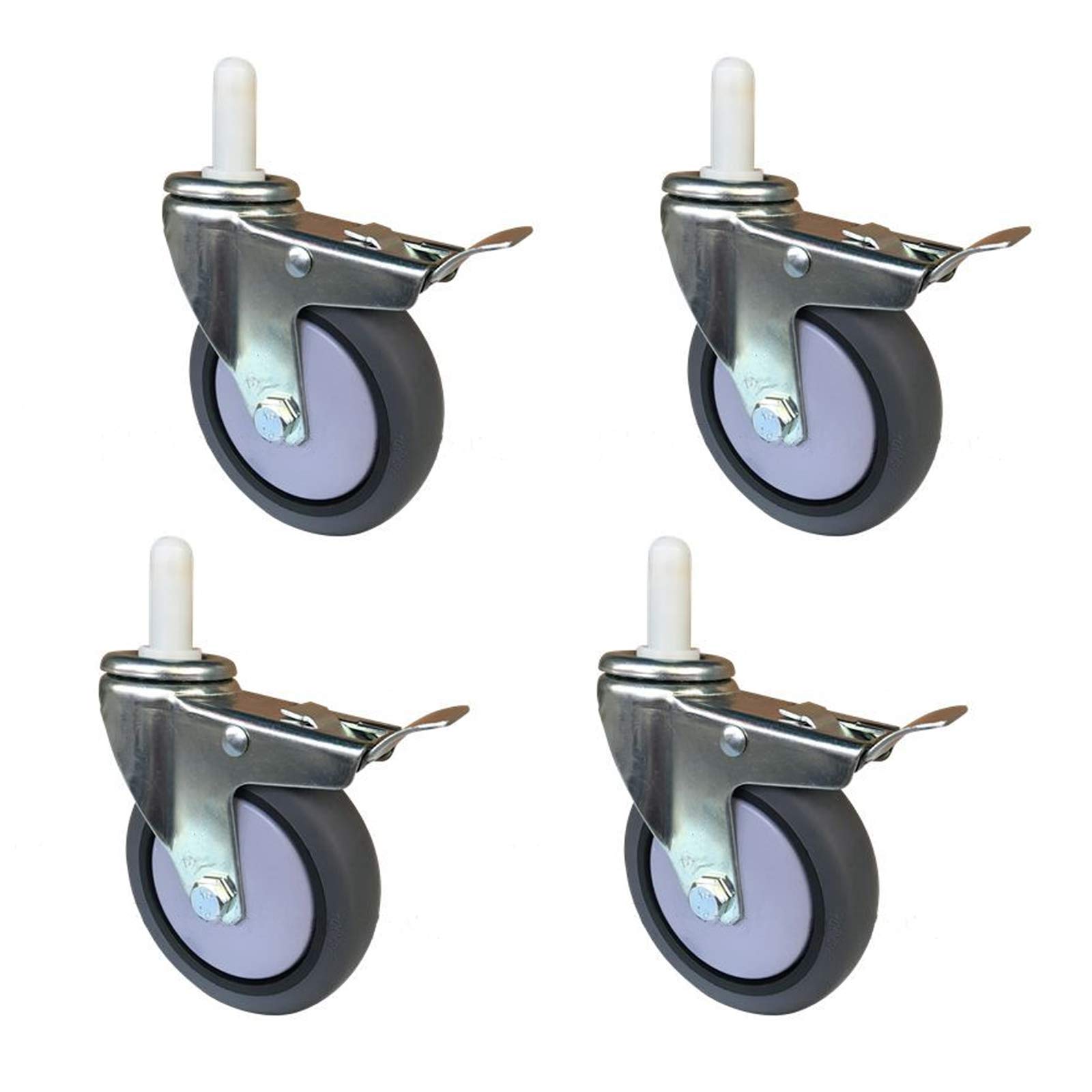 LUNEZY Roues à Tige pivotantes 10,2 cm 100 mm Roulette de Chariot Mobile à roulettes Robustes, Convient pour Les Chariots de Voitures-Restaurants, Lot de 4 Portant Une Charge de Roue de 8
