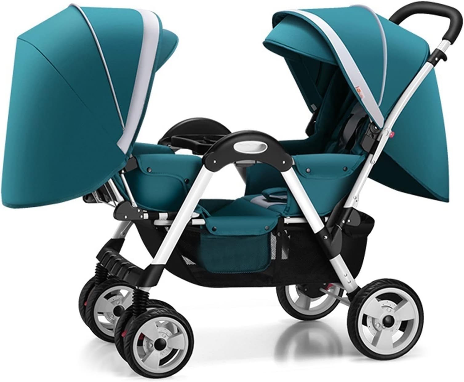 Baby Stroller for Twins-Cozy Compact Twin Stroller, Double Infant Stroller with Tandem Seating,Oversized Canopy, Tandem Umbrella Stroller for Girls Boys (Color : Green)