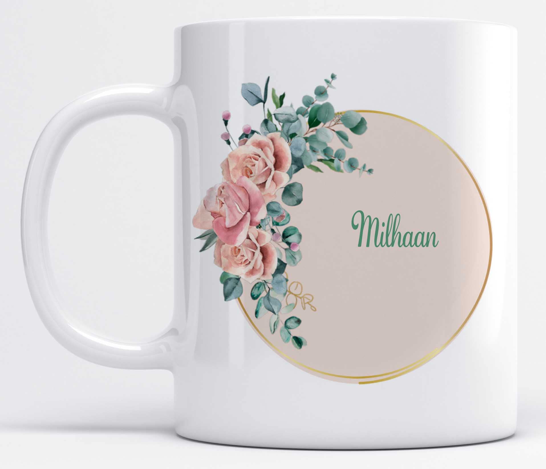 LOROFY Name Milhaan Printed Floral Coloured Ceramic Coffee Mug (350ML)
