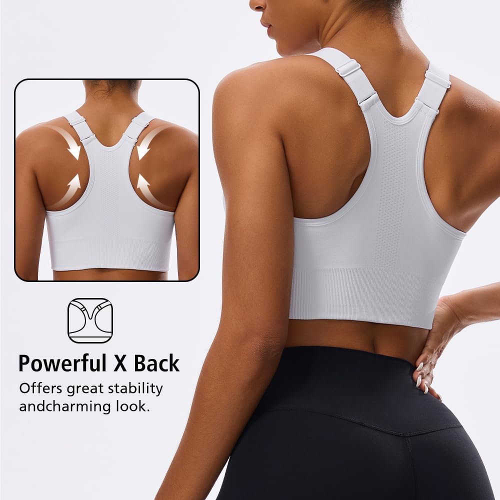 Sports Bras for Women, High Impact Workout Running Yoga Bras, Supportive & Adjustable Padded Gym Bras for Large Bust - Image 4