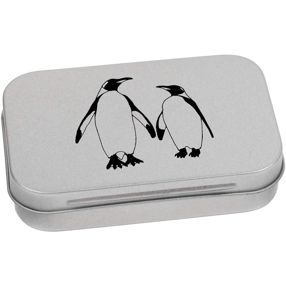 Azeeda 95mm 'Penguin Couple' Metal Hinged Tin/Storage Box (TT00088293)