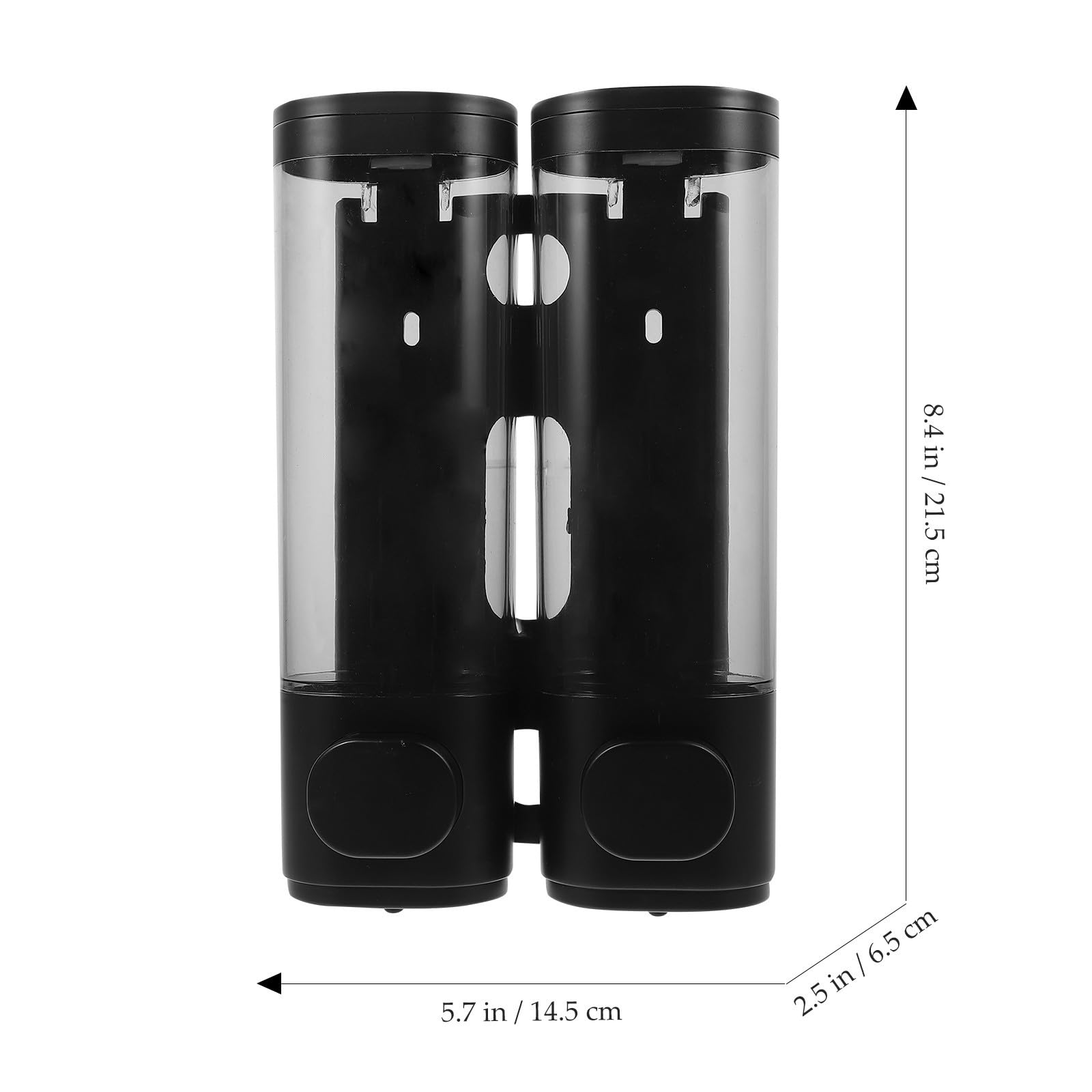 Dispensador de Jabón Negro 300ml sin Perforaciones Plástico Dispensador de Champú y Acondicionador de Pared para Gel de Ducha y Champú, Baños y Hoteles