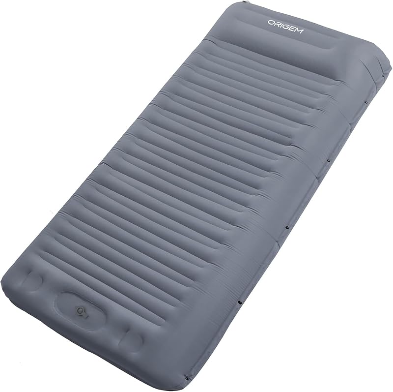 Origem 14 cm Önfelfújó Kemping Matrac, Ultrakönnyű Hordozható Szőnyeg Lábpumpával Túrázáshoz - Lightgrey