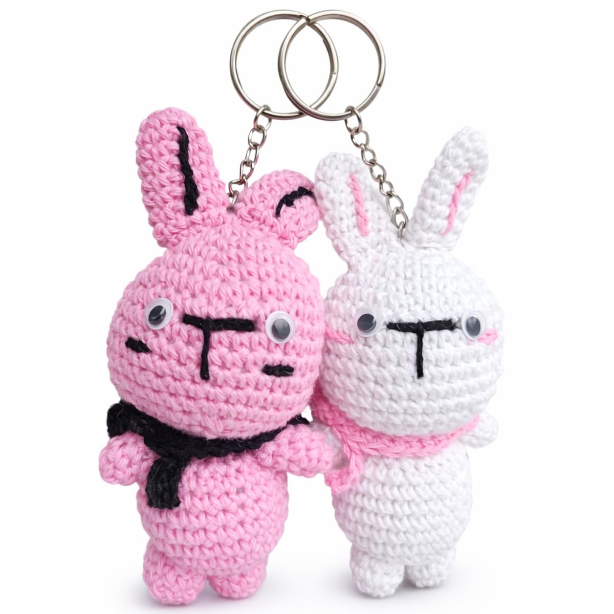 Handmade Crochet Bunny Keychain | Cute Amigurumi Bunny Bag Charm for Handbags, Keys & Gifts-image-5