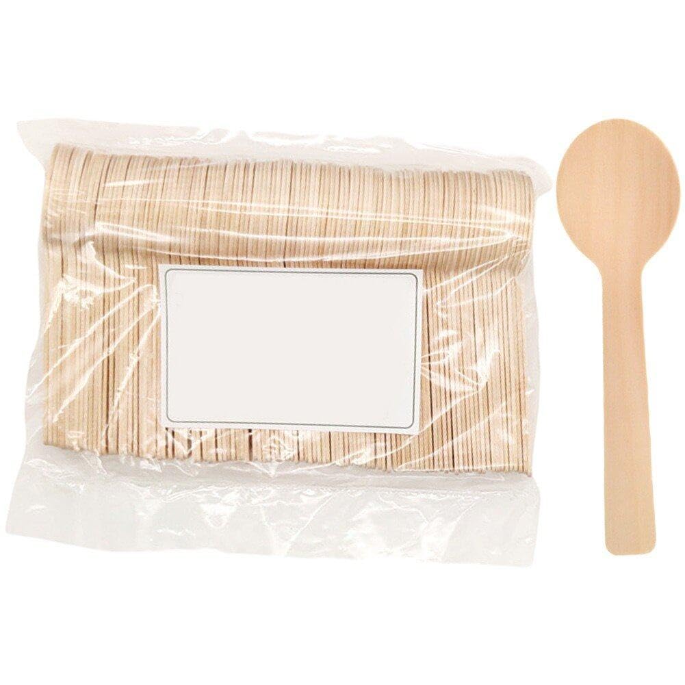 Petite cuillère en bois rigide jetable pour desserts et glaces fermes [500 unités]