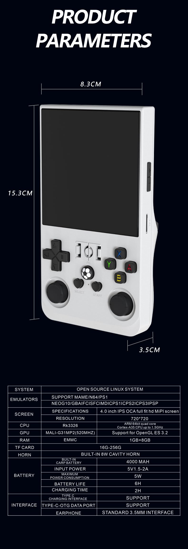 Open Source Sistema Linux R36MAX Retro Console di gioco, portatile palmare Consoles per videogiochi, 4.0-in 4 k HD IPS schermo con 64G Built-in 10000 giochis classici,2025 Nuovo