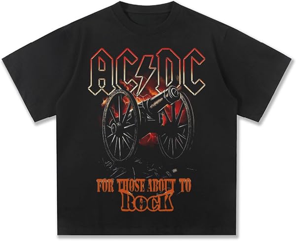 Acdc Bant Baskı Moda, Siyah-16, M