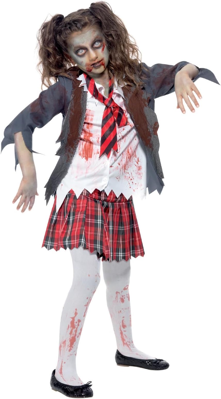 Zombie School Girl Costume, Grey