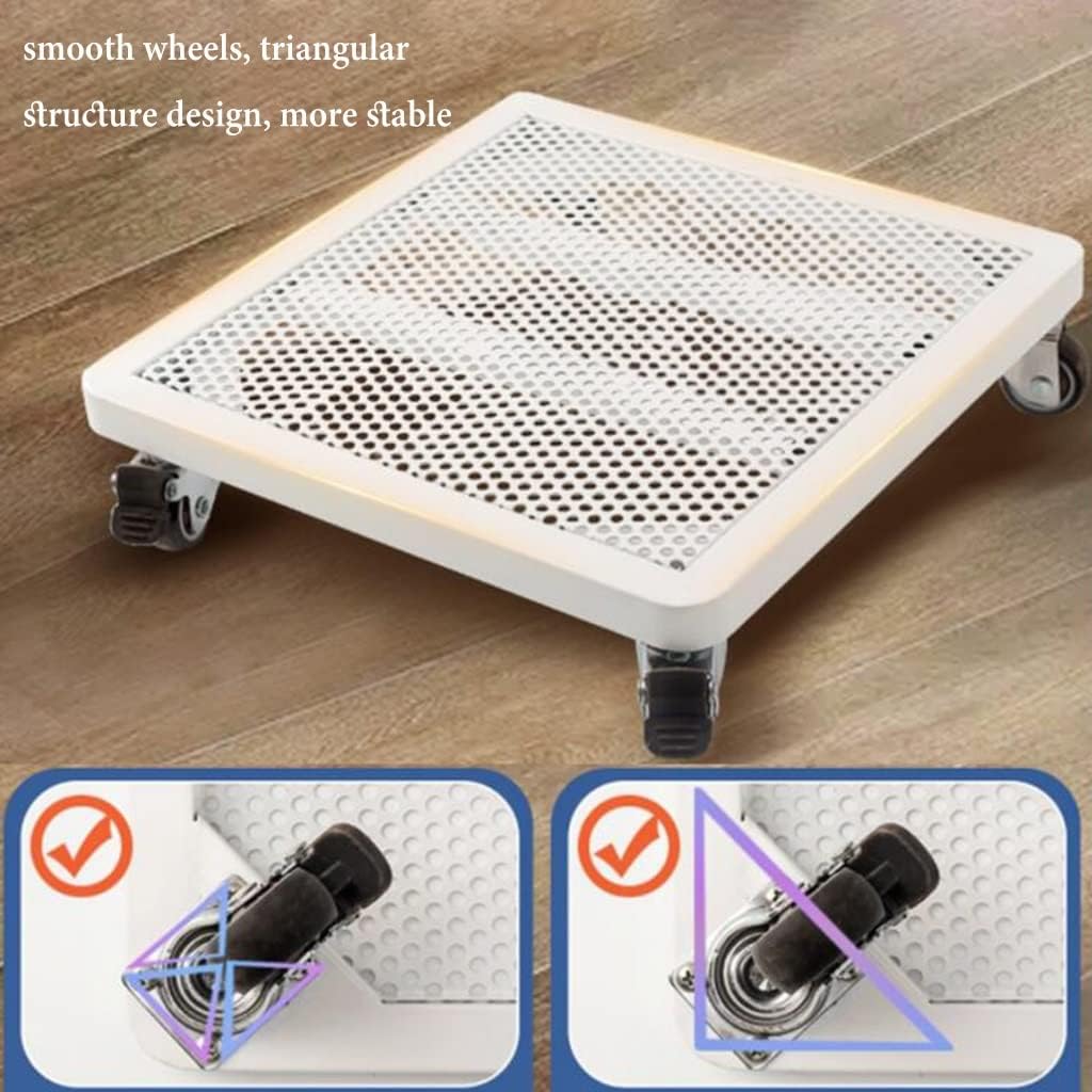 Caddies Large Metal Square Plant Caddy With Wheels Rolling Plant Stand With Casters Plant Dolly For Indoor And Outdoor Plant Pot Roller Base Square Plant Movers ( Color : /White , Size : 12 inch )