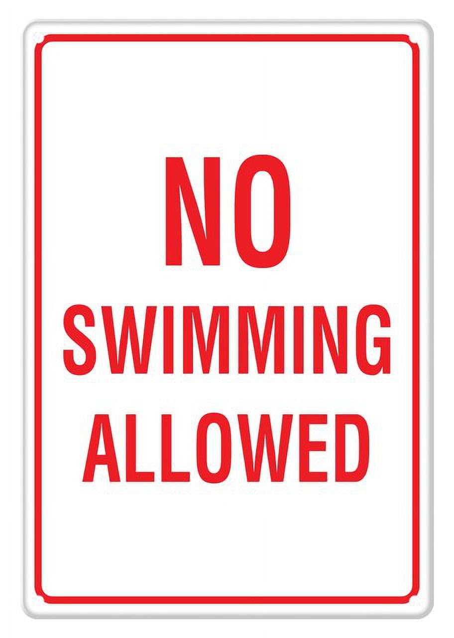 peiyeety No Swimming Allowed Aluminum Tin Sign for Home Kitchen Wall Decor 12x16 Inches