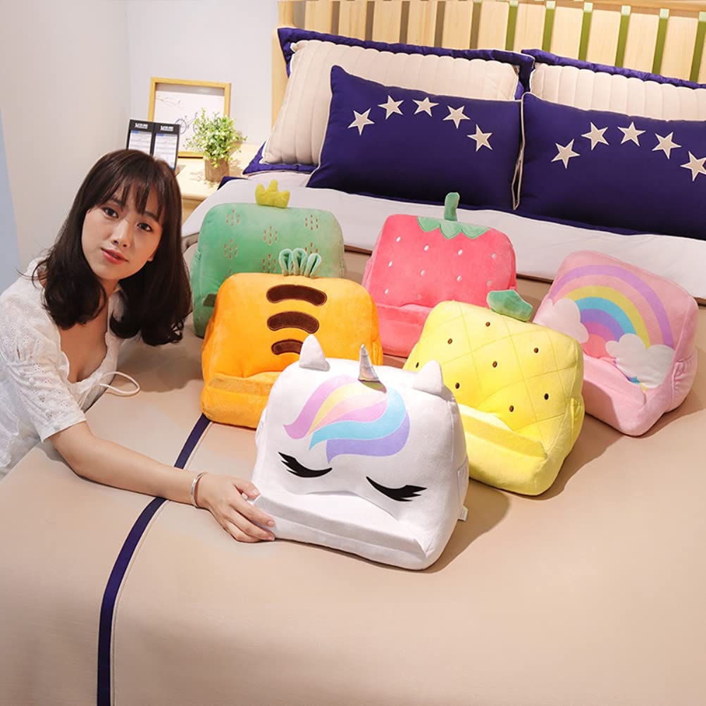 Support de Tablette d'oreiller, Support de comprimé Triangulaire, Coussin de Comprimés Moelleux Doux avec 2 Poches Latérales et Rangement Arrière pour Enfants (D)