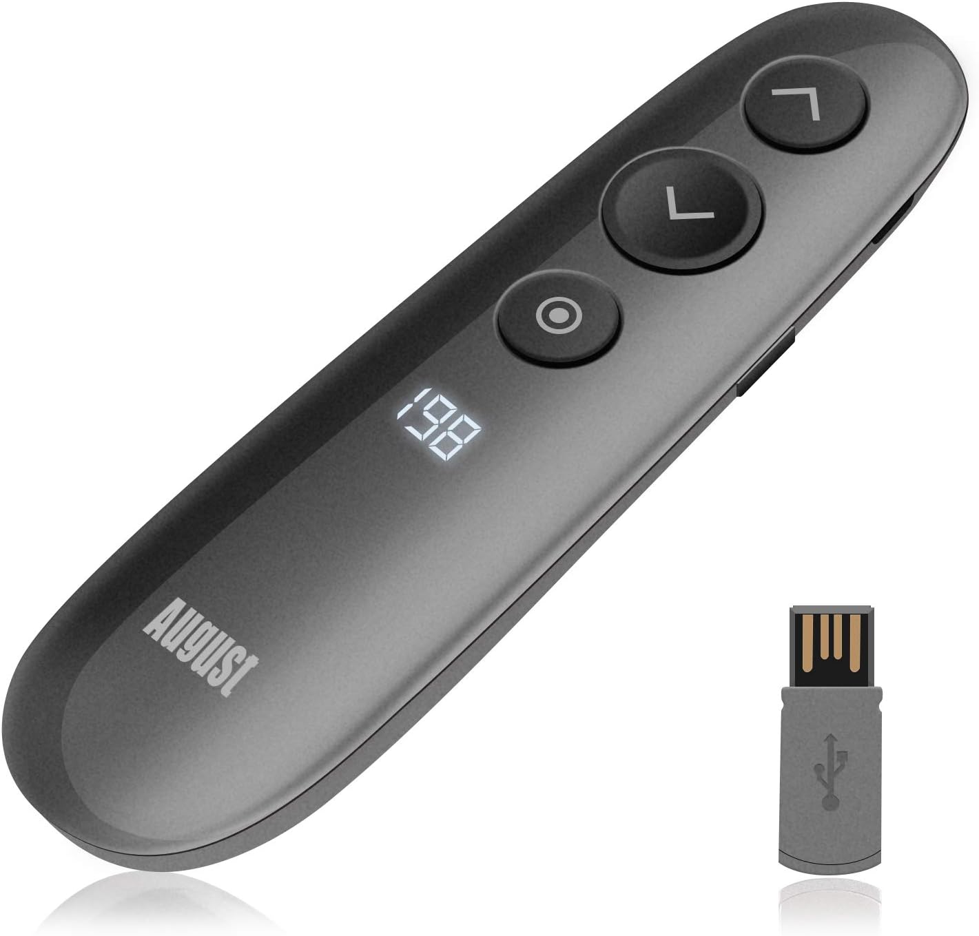 Spotlight Wireless Presenter with No Laser - August WP200 - Smart Multi-Function Powerpoint Presentation Clicker with On-Screen Zoom, Highlight and Point Functions - Present to Your Audience Safely