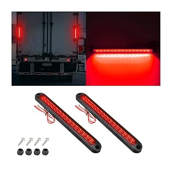 BESULEN 15 LED Trailer Brake Tail Light, 2 Pcs 10 Inch Car Brake Strip Light Waterproof Assembly, LED Bar Stop Turn Tail Lights, Car Accessories for SUV Truck Marine Boats Offroad RV ATV (Red)