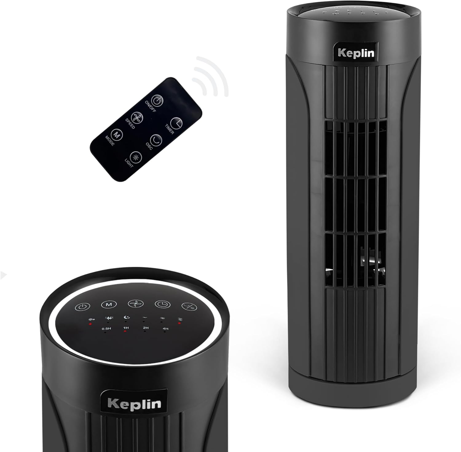 KEPLIN 13-inch Tower Fan – Remote Control, Touch Panel, LED, 3 Speeds & Modes