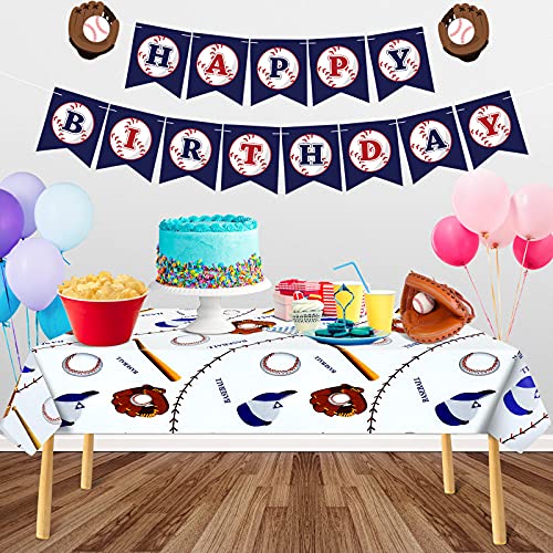 Upow 2 Pack Baseball Tablecloth For Party Decorations - Disposable Plastic Baseball Table Cover For Boys Kids Party Supplies Baby Shower, Table Cloth For Sports Baseball Themed Party Favors #TOP4
