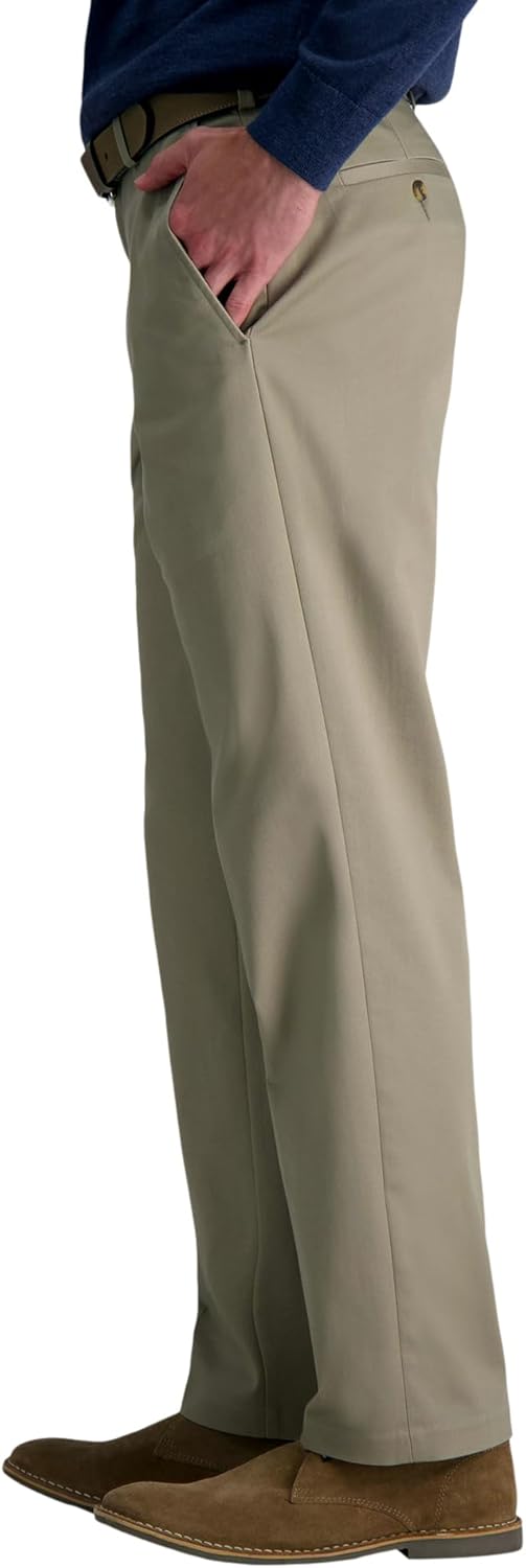 Haggar Mens Haggar Men's Wrinkle Free Performance Khaki Classic Fit Flat Front Pant - Image 2