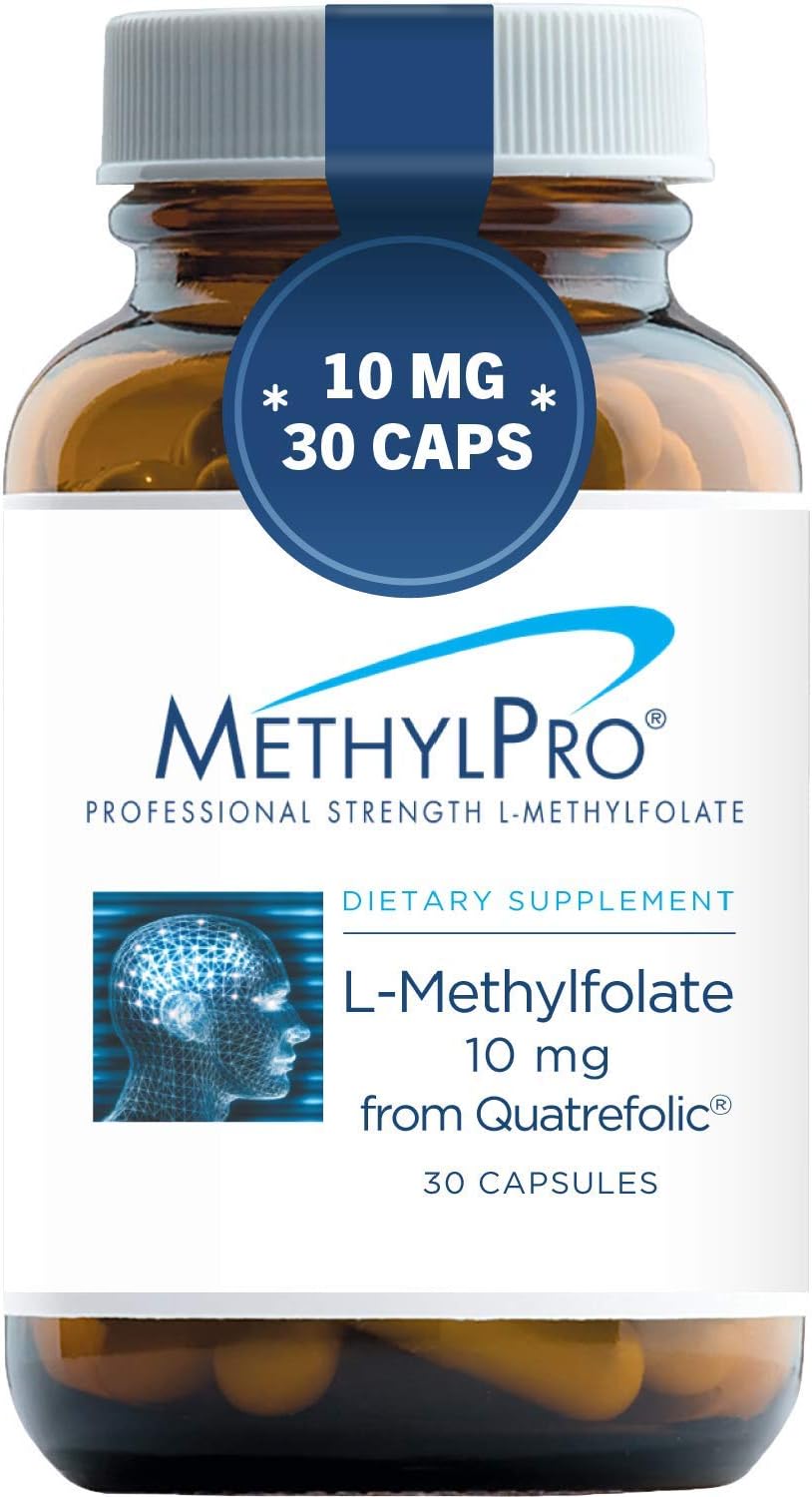 MethylPro L Methylfolate 10mg (from Quatrefolic) - Professional Strength L-Methylfolate Supplement for Brain and Mood Support - MTHFR Supplement (30 Capsules)