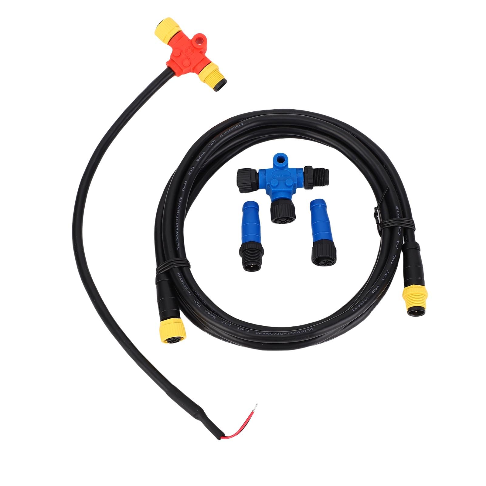 Kit de Inicio NMEA 2000 Cables Troncales Impermeables de Grado Marino Cables de Acometida Conectores en T Terminadores para Dispositivos Lowrance Electrónica Marina de