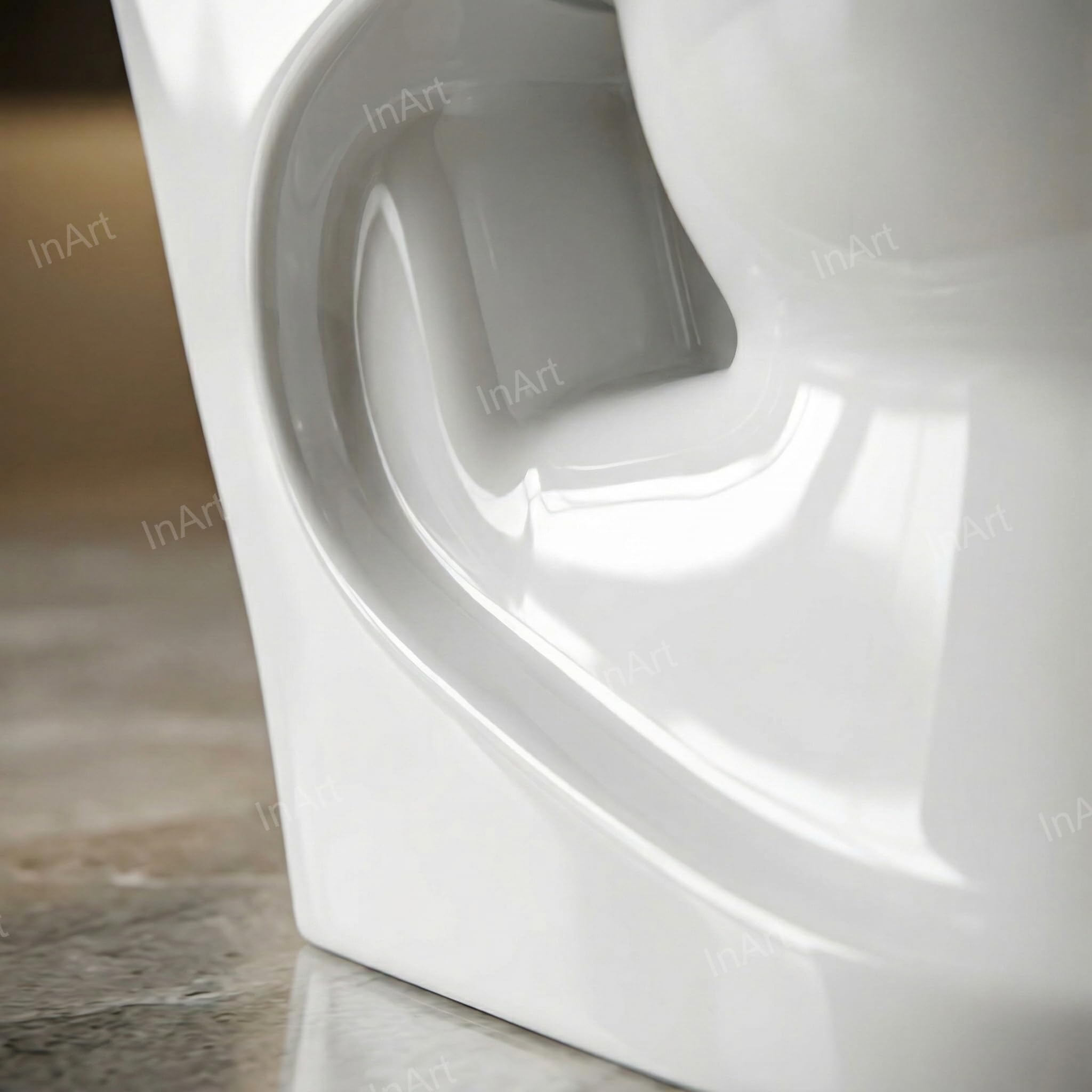 InArt Western Floor Mounted Ceramic One Piece Water Closet P Trap with Soft Close Seat Cover in White Color for Lavatory, Bathrooms,Toilets Oval Shape 3
