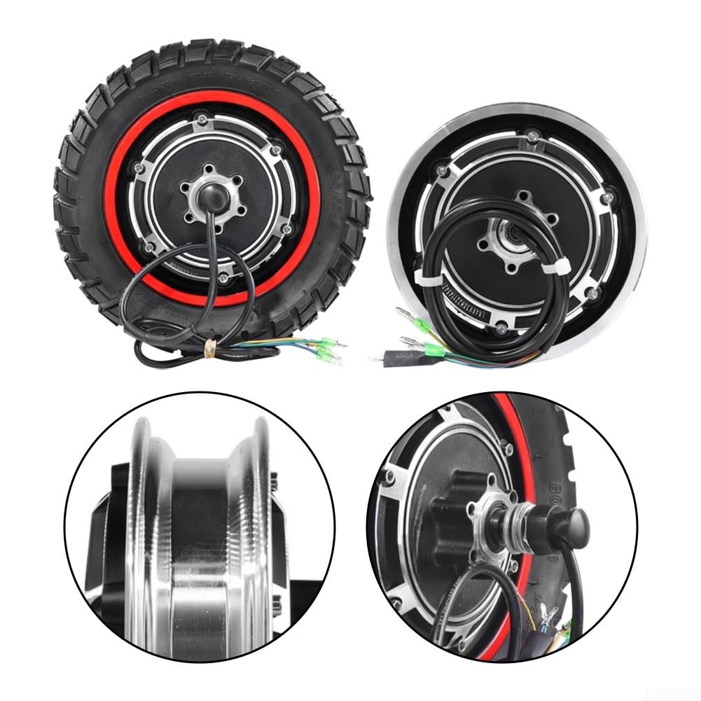 Eawfgtuw Rueda de motor trasero de scooter eléctrico de 10 pulgadas, conjunto de accionamiento de cubo de 500 W para KUGOO M4/M4 Pro, pieza de repuesto de 48 V con funcionamiento silencioso y