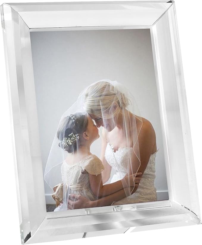 Crystal 5x7Inch Picture Frame, Wedding Frame Tabletop Display, Display Pictures 5'' x 7'', Comes with Gift Box