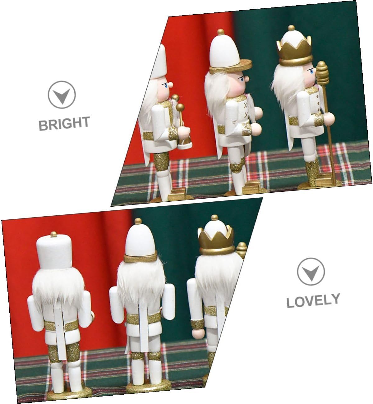 Abaodam Christmas Nutcracker Decorations 3pcs Wooden Nutcracker Soldier Set Christmas Home Decoration Tabletop Holiday Ornament