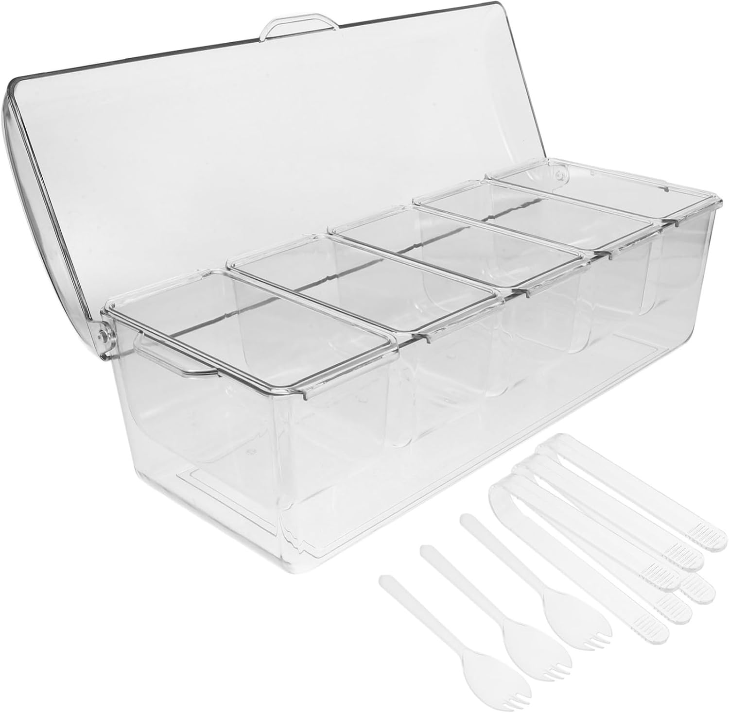 Cabilock 1Set Chilled Salad Box with Lid Compartment Container for Food Storage for Picnics Bbqs Outdoor Parties Portable Condiment Organizer with Ice Tray Keep Your