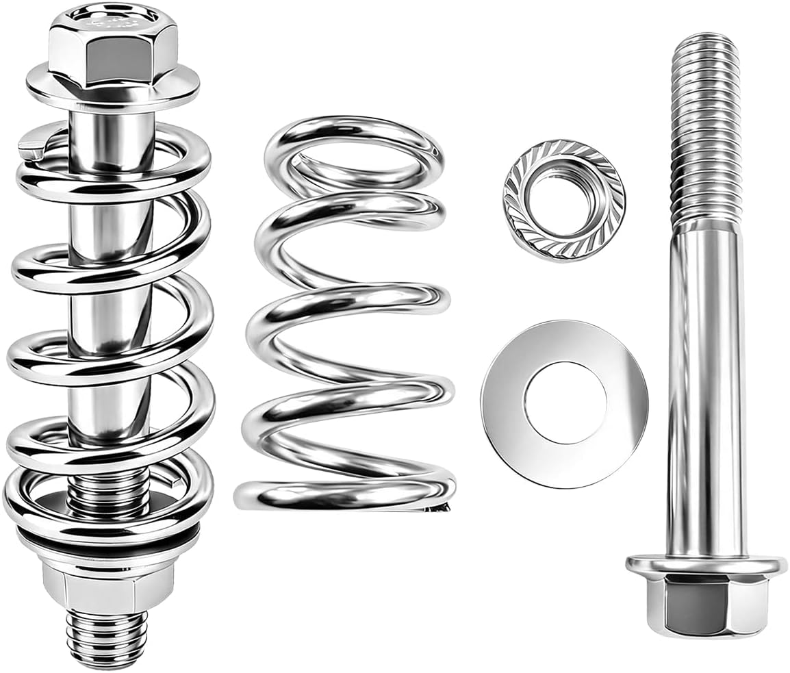 2PCS M10x1.25 Car Exhaust Manifold Bolts Kit, Nuts Springs Gasket