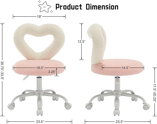 Miniatura 9 de Silla de escritorio moderna con diseño de gato para niños, cómoda y mullida silla de escritorio pequeña para niñas y niños, silla giratoria