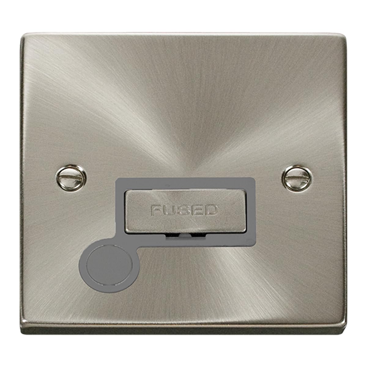 Click Satin Chrome Satin - Brushed Chrome 13A Fused Ingot Connection Unit With Flex - Grey Insert