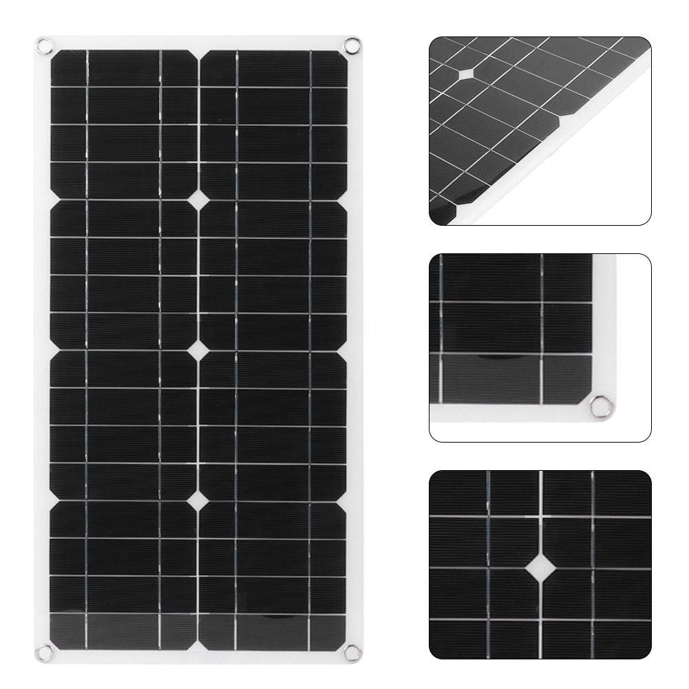 Panneau Solaire Avec Contrôleur PWM 12V/24V, Panneau Solaire en Silicium Monocristallin étanche IP65 Double USB 20w, Courant 10A/20A/30A en Option(30A)